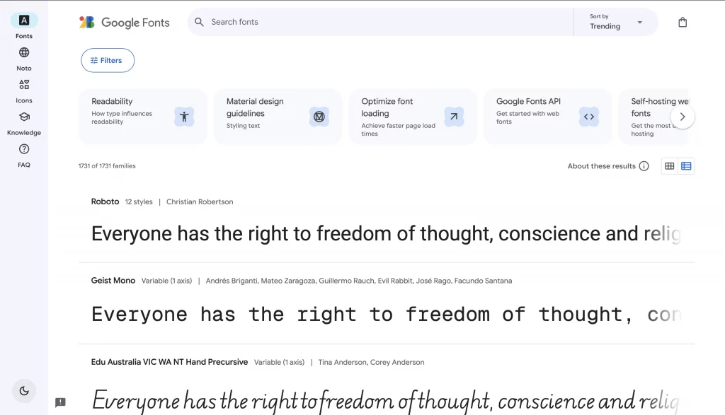 google font