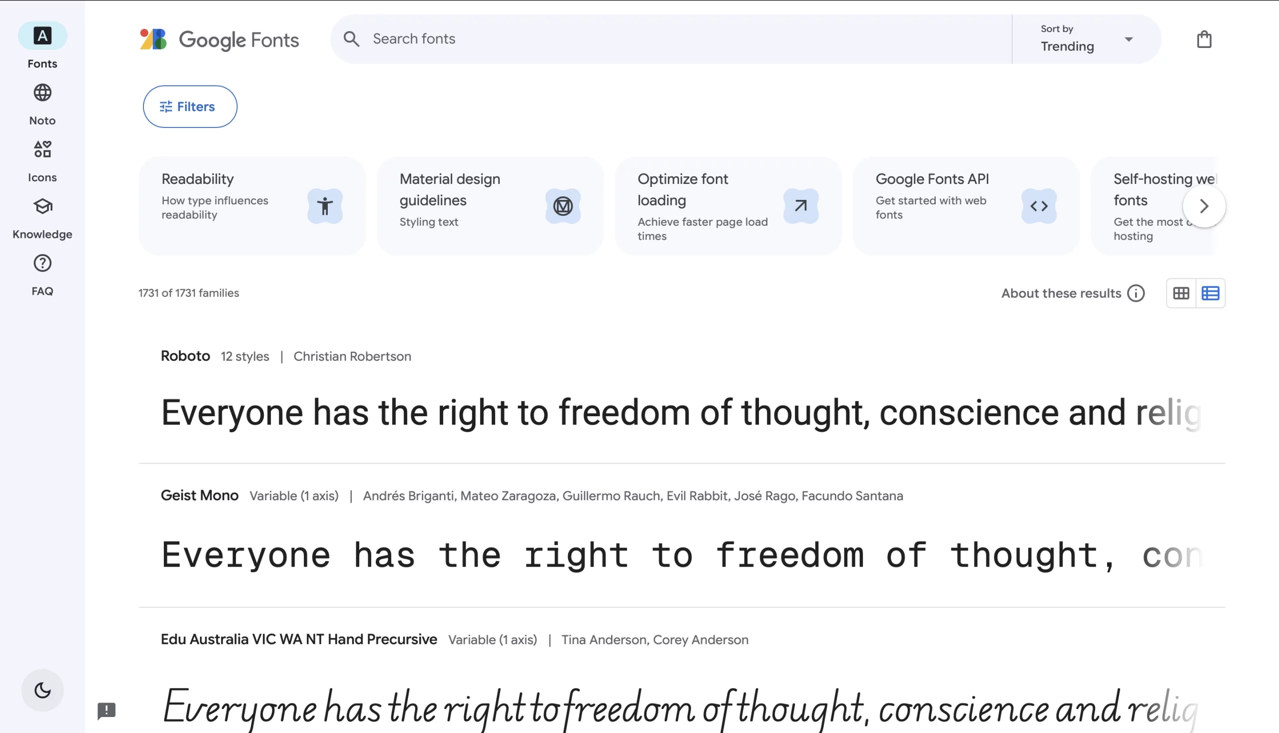 google font
