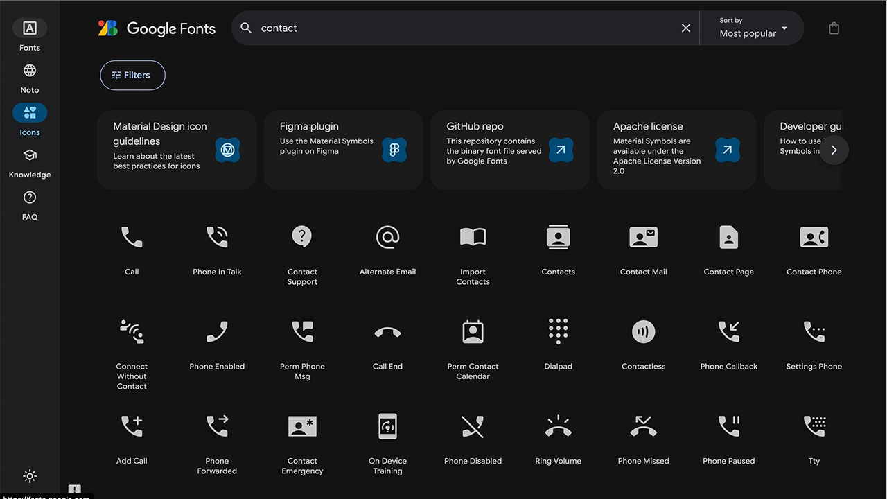 google font icons